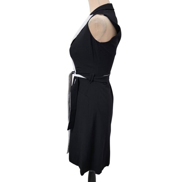 Calvin Klein Size 2P Black & White Colorblock Faux Wrap Dress, Exc. Used Cond. - Picture 6 of 16